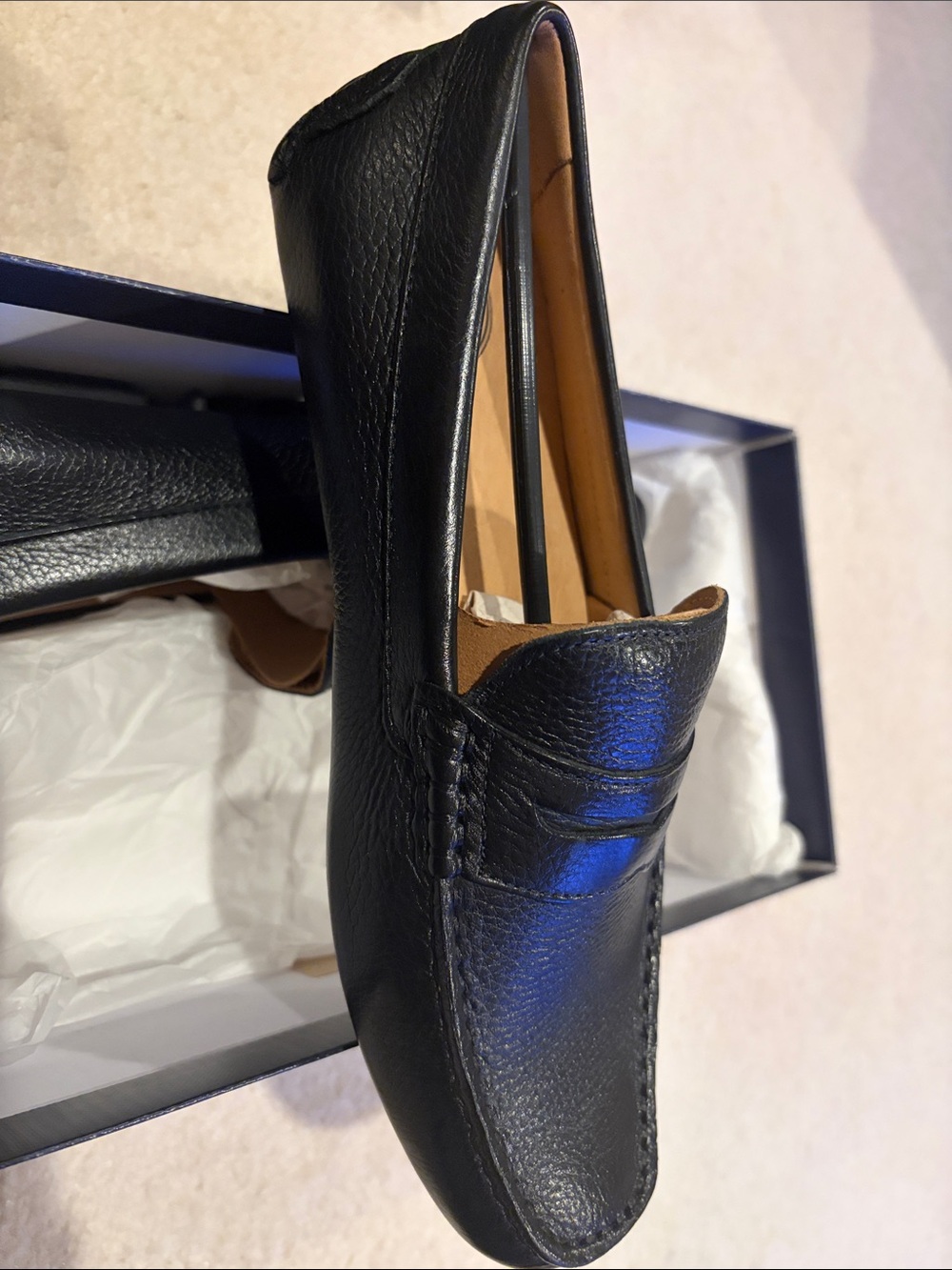1901 Black Leather Penny Loafer with Smooth Finish